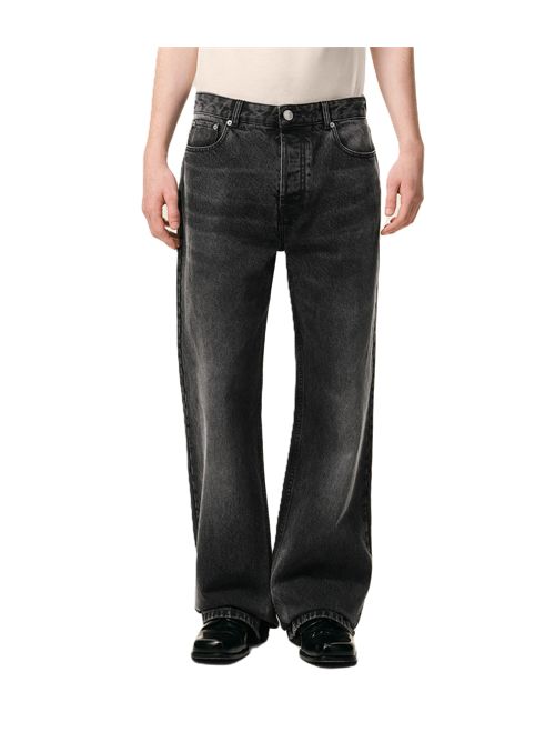 Ami Paris Jeans dal taglio ampio in denim nero effetto used. Ami Paris | HTR450.DE0124031 USED BLACK
